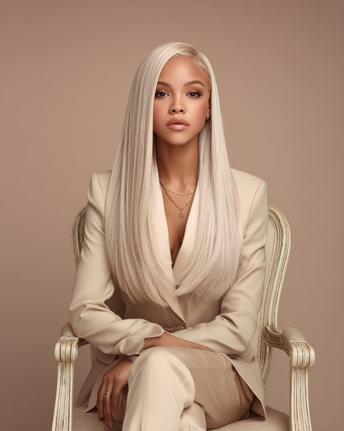 Luxury Long Straight Pastel  Lace Wig
