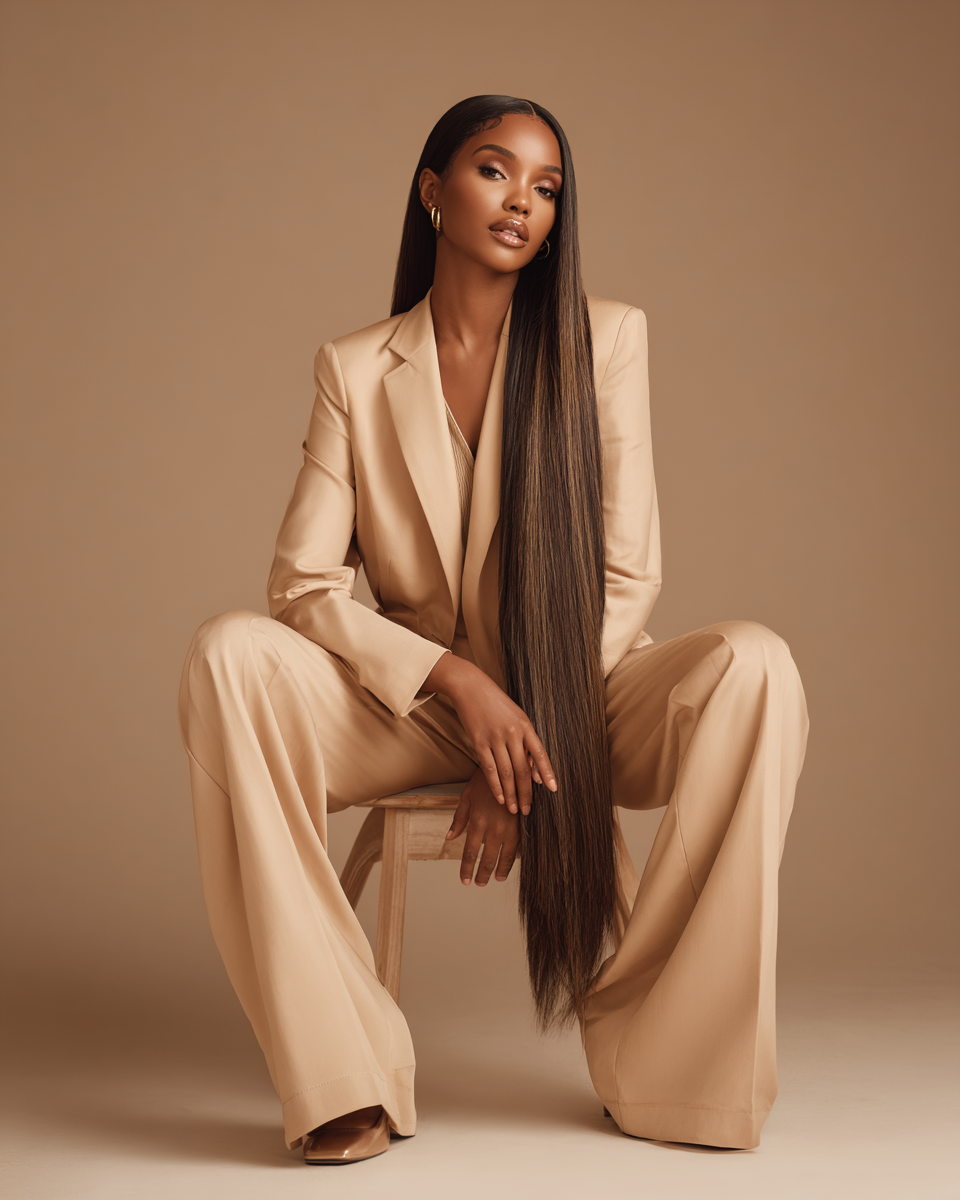 Luxury Long Straight Pastel  Lace Wig
